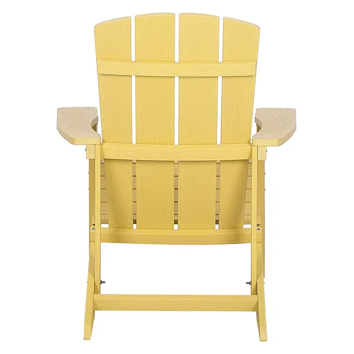 Gartenstuhl ADIRONDACK in Gelb - (W) 75 x (H) 88 x - L - Rückansicht eines gelben Adirondack-Stuhls aus strukturiertem Material.