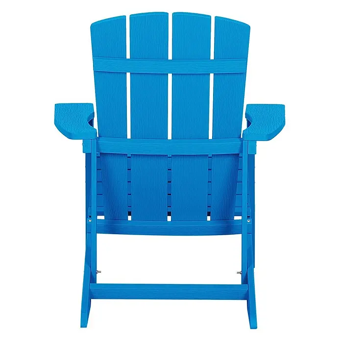 Gartenstuhl ADIRONDACK in Blau - (W) 75 x (H) 88 x - L - Rückenansicht eines leuchtend blauen Adirondack-Stuhls mit Holzmaserung.