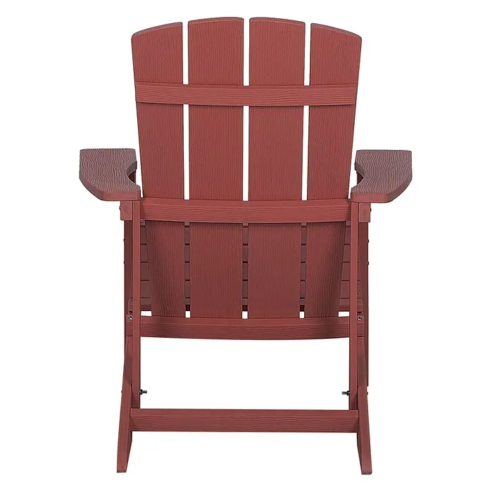 Gartenstuhl ADIRONDACK in Rot - (W) 75 x (H) 88 x - L - Rotbrauner Adirondack-Stuhl, Rückansicht, mit Holzmaserung.