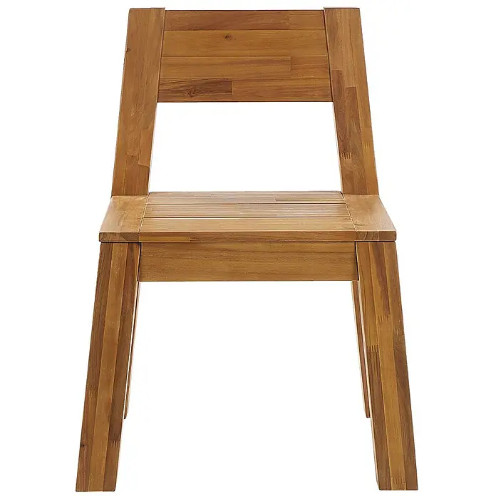 Beliani Gartenstuhl LIVORNO - 1 Stk., Akazienholz, Braun, B x T x H: 59 x 61 x 81 cm - Natürlicher Holzstuhl mit Lattenrostsitz und Rückenlehne.