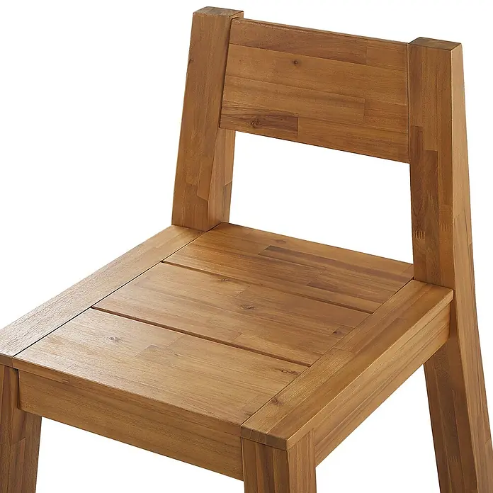 Beliani Gartenstuhl LIVORNO - 1 Stk., Akazienholz, Braun, B x T x H: 59 x 61 x 81 cm - Warmer brauner Holzstuhl mit einer Sitzfläche und Rückenlehne im Blockmuster.