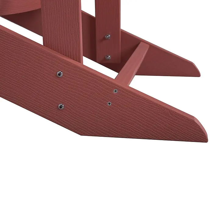 2-tlg Gartenstuhl ADIRONDACK in Rot -  - Roter Adirondack-Stuhl mit Holzmaserung: Nahaufnahme von Armlehne und Bein mit Innensechskantschrauben.