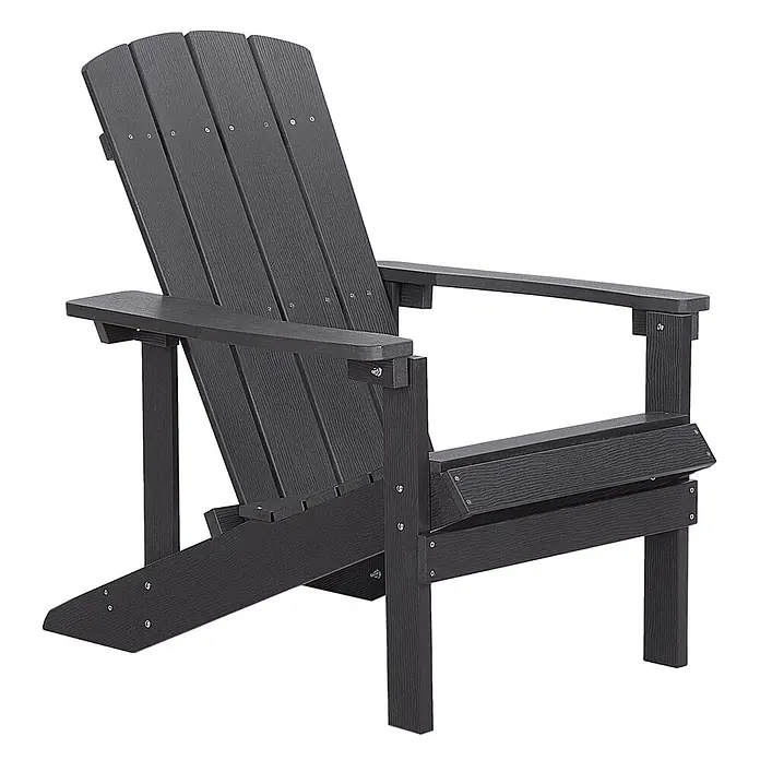 Gartenstuhl ADIRONDACK in Grau - (W) 75 x (H) 88 x - L - Dunkelgrauer Adirondack Outdoor-Stuhl mit Holzmaserung, für entspanntes Sitzen.