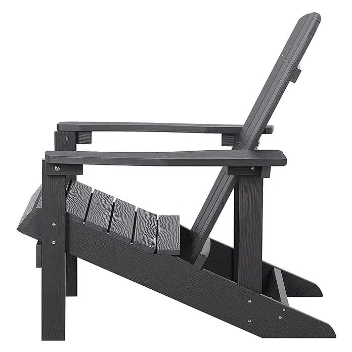 Gartenstuhl ADIRONDACK in Grau - (W) 75 x (H) 88 x - L - Dunkelgrauer Adirondack-Stuhl, Seitenansicht, robustes Verbundmaterial.
