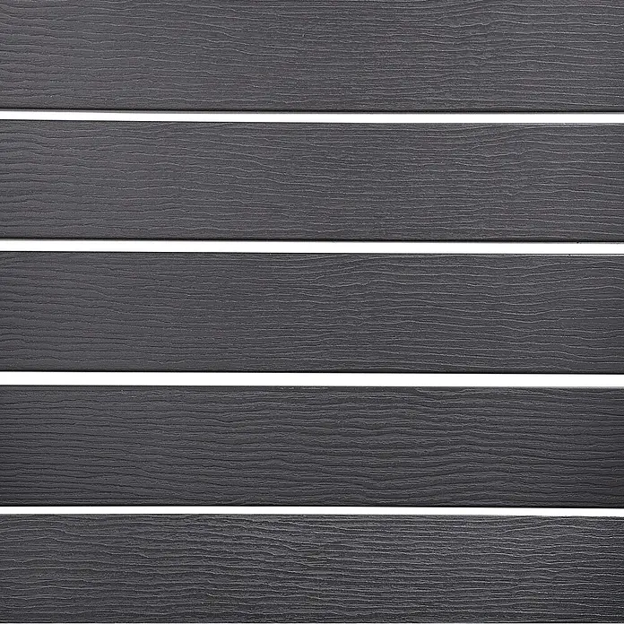 Gartenstuhl ADIRONDACK in Grau - (W) 75 x (H) 88 x - L - Dunkelgraue Verbundstoff-Terrassendielen mit Holzmaserung.