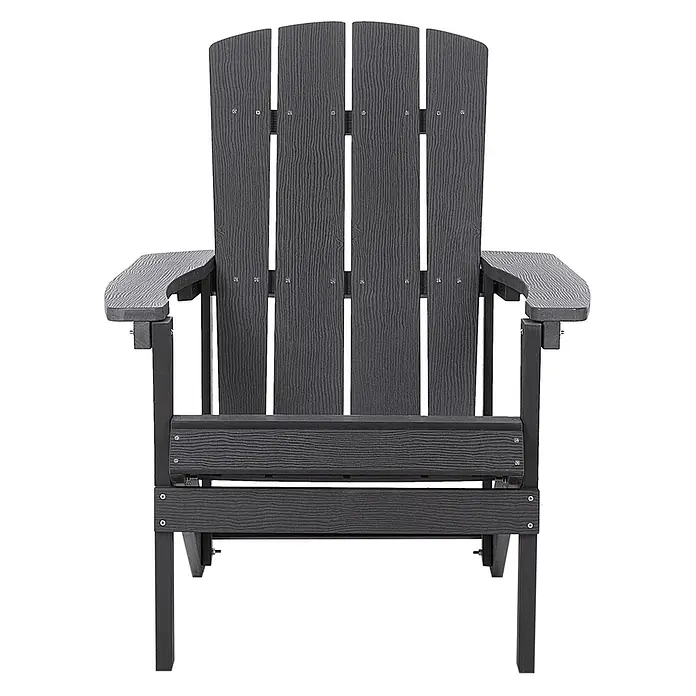 Gartenstuhl ADIRONDACK in Grau - (W) 75 x (H) 88 x - L - Dunkelgrauer Adirondack-Stuhl mit strukturierter Holzmaserungsoberfläche, für den Außenbereich geeignet.