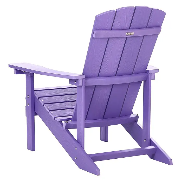 Gartenstuhl ADIRONDACK in Violett - (W) 75 x (H) 88 x - L - Lila Adirondack-Stuhl aus wetterbeständigem Polywood mit Holzmaserung, von hinten gesehen.