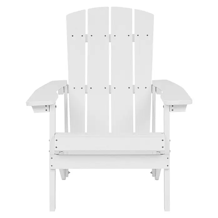 Gartenstuhl ADIRONDACK in Weiß - (W) 75 x (H) 88 x - L - Weißer Adirondackstuhl, Vorderansicht, mit Lattenrückenlehne und breiten Armlehnen.
