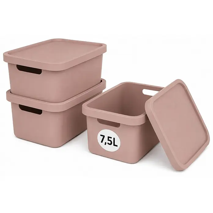 3er-Set 7,5 Liter in Pink mit Deckel – Stapelboxen, Lagerboxen online kaufen bei BAUHAUS