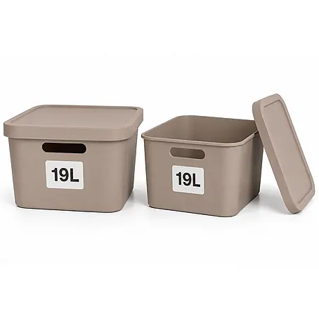 Plastard  Aufbewahrungsbox-Set 2er-Set 19 Liter in Pink mit Deckel – Stapelboxen, Lagerboxen