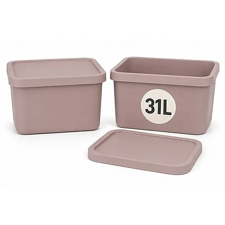 Plastard  Aufbewahrungsbox-Set 2er-Set 31 Liter in Pink mit Deckel – Stapelboxen, Lagerboxen