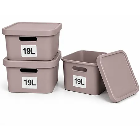 Plastard  Aufbewahrungsbox-Set 3er-Set 19 Liter in Pink mit Deckel – Stapelboxen, Lagerboxen