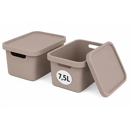 Plastard  Aufbewahrungsbox-Set 2er-Set 7,5 Liter in Pink mit Deckel – Stapelboxen, Lagerboxen