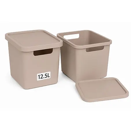 Plastard  Aufbewahrungsbox-Set 2er-Set 12,5 Liter in Pink mit Deckel – Stapelboxen, Lagerboxen