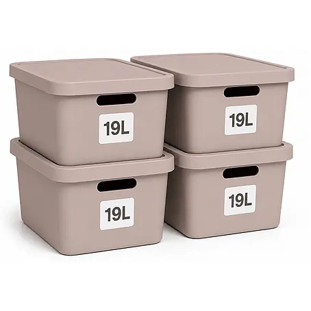 Plastard  Aufbewahrungsbox-Set 4er-Set 19 Liter in Pink mit Deckel – Stapelboxen, Lagerboxen