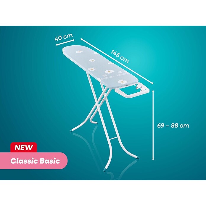 Leifheit Bügeltisch Classic S Basic (40 x 145 cm, Höhenverstellung: 69 cm - 88 cm, Hellblau, Weiß) | BAUHAUS