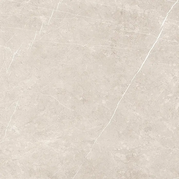 Palazzo Feinsteinzeugfliese Grande Select - 60 x 120 cm, Taupe, Glänzend - Helle beigefarbene Marmoroptik-Fliese mit dezenten Grautönen und weißer Maserung für Boden und Wand.