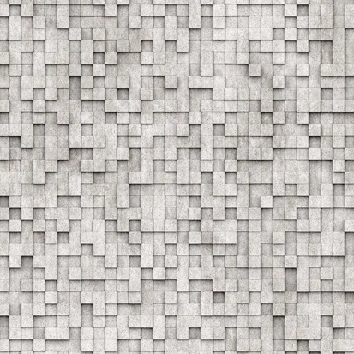 A.S. Création The Wall 3 Fototapete 3D-Grafik - B x H: 159 x 280 cm, Vlies, Grau - Graue, betonähnliche 3D-Wandtextur aus zufällig angeordneten Quadraten.