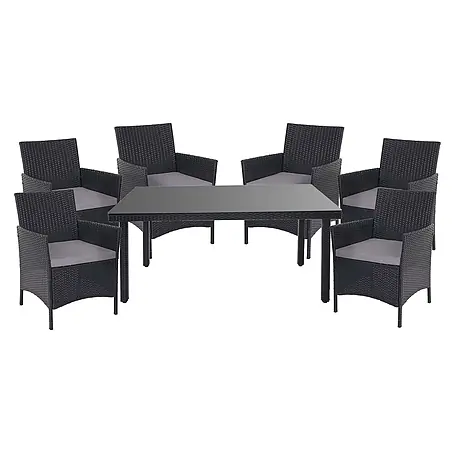 Poly-Rattan-Garnitur | Gartenmöbel Balkon-Set Sitzgarnitur | Anthrazit | Kissen Anthrazit