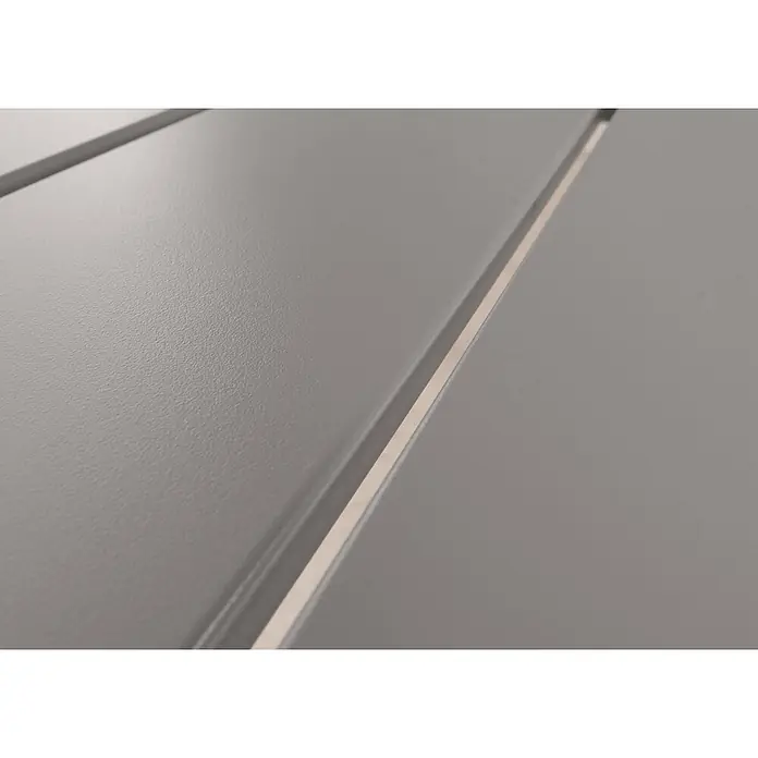 Gartengarnitur | Tisch+6xStuhl | wetterfest Alu 180x80cm | Seilgeflecht Rope | Grau | Kissen Taupe -  - Graue, texturierte Lamellen-Tischplatte oder Möbelplatte.