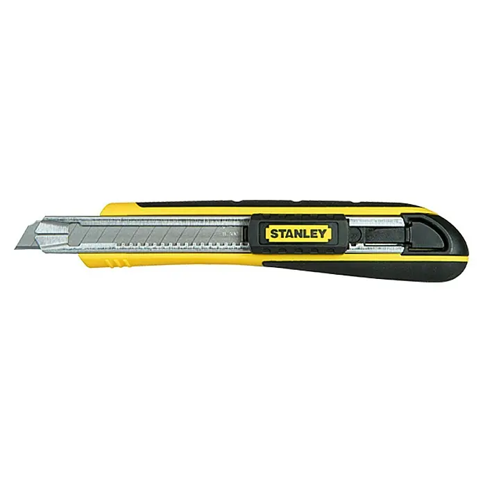 Stanley FatMax Cuttermesser - Klingenbreite: 9 mm, Abbrechklinge, Länge: 138 mm - Stanley Cuttermesser: Ein gelb-schwarzes Cuttermesser der Marke Stanley mit ausfahrbarer Klinge für präzise Schneidarbeiten.