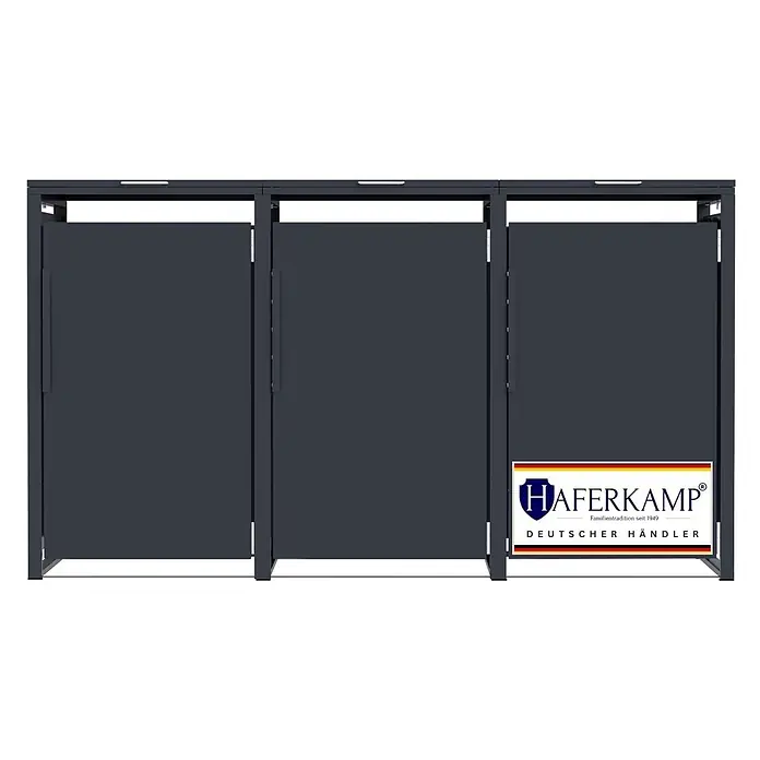 HAFERKAMP Mülltonnenbox 3er KUBUS HxBxT 116x199x80 cm für 3x 240-Liter-Tonnen Verzinkter Stahl Anthrazit -  - Dunkelgraue Metallverkleidung mit drei Fächern, ideal für Mülltonnen.
