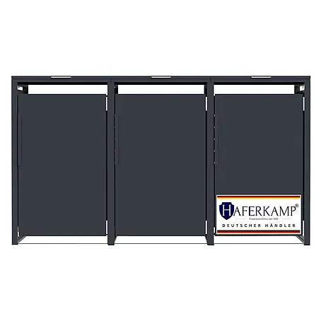 HAFERKAMP Mülltonnenbox 3er KUBUS HxBxT 116x199x80 cm für 3x 240-Liter-Tonnen Verzinkter Stahl Anthrazit