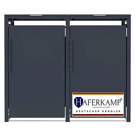 HAFERKAMP Mülltonnenbox 2er KUBUS HxBxT 116x134x80 cm für 2x 240-Liter-Tonnen Verzinkter Stahl Anthrazit