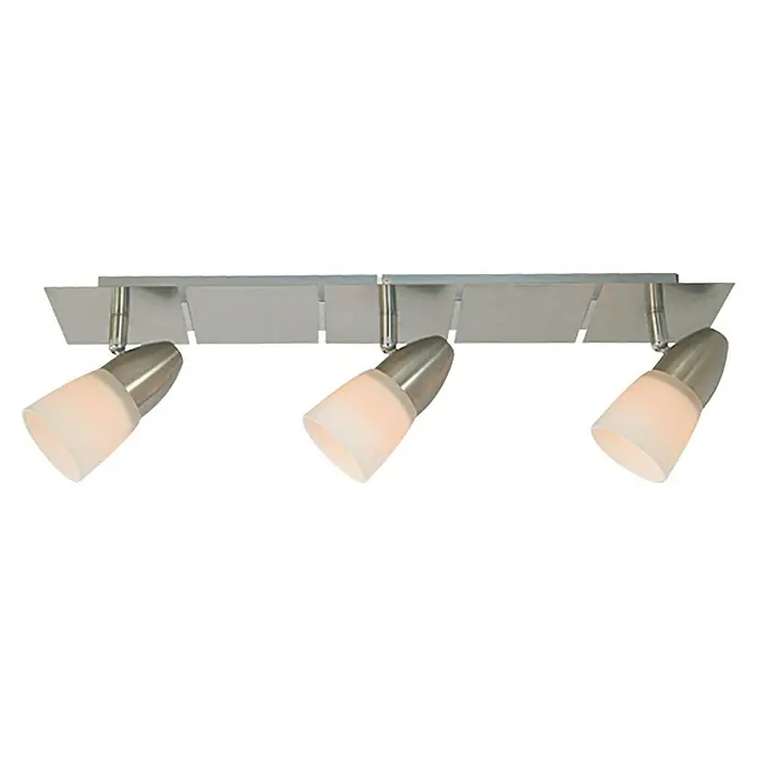 Tween Light Regleta LED Venzone II - 9 W, L x An x Al: 52 x 10 x 16,5 cm, Níquel satinado, Blanco Opal, Blanco cálido - Lámpara de techo con tres focos, ideal para iluminación de habitaciones modernas. Las lámparas son ajustables y ofrecen un diseño de luz flexible.