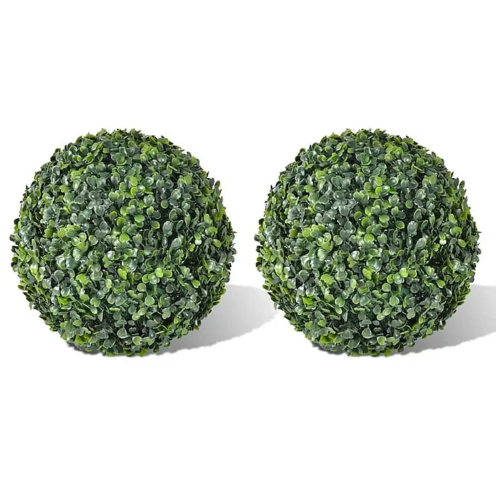 vidaXL Buchsbaumkugeln 2 Stk. Künstlich Formschnitt Kugel 35 cm -  - Zwei grüne künstliche Buchsbaumkugeln mit dichtem Laub.