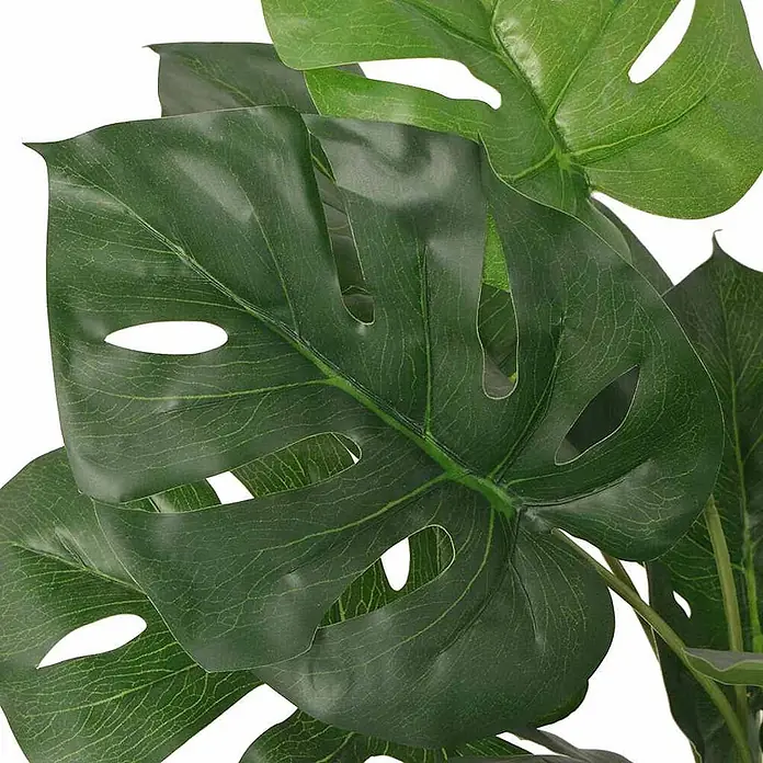 VidaXL Kunstpflanze - Höhe: 45 cm - Künstliche Monstera-Pflanze mit großen, dunkelgrünen, geschlitzten Blättern.