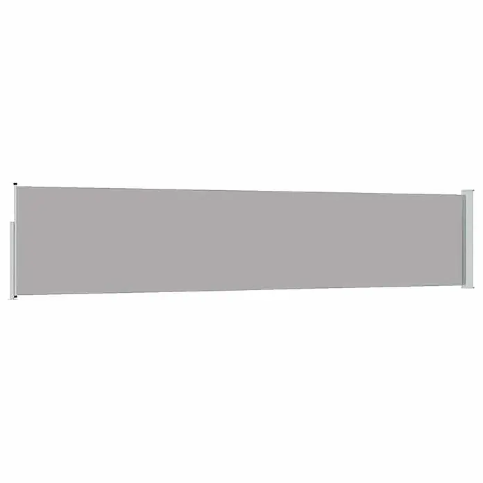 vidaXL Seitenmarkise Grau 500 x 500 x 100 cm Stoff -  - Graue ausziehbare Seitenmarkise/Sichtschutz mit silbernen Pfosten.