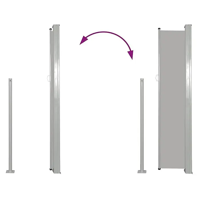 vidaXL Seitenmarkise Grau 500 x 500 x 100 cm Stoff -  - Graue ausziehbare Seitenmarkise, die sich zwischen zwei Pfosten ausfährt.