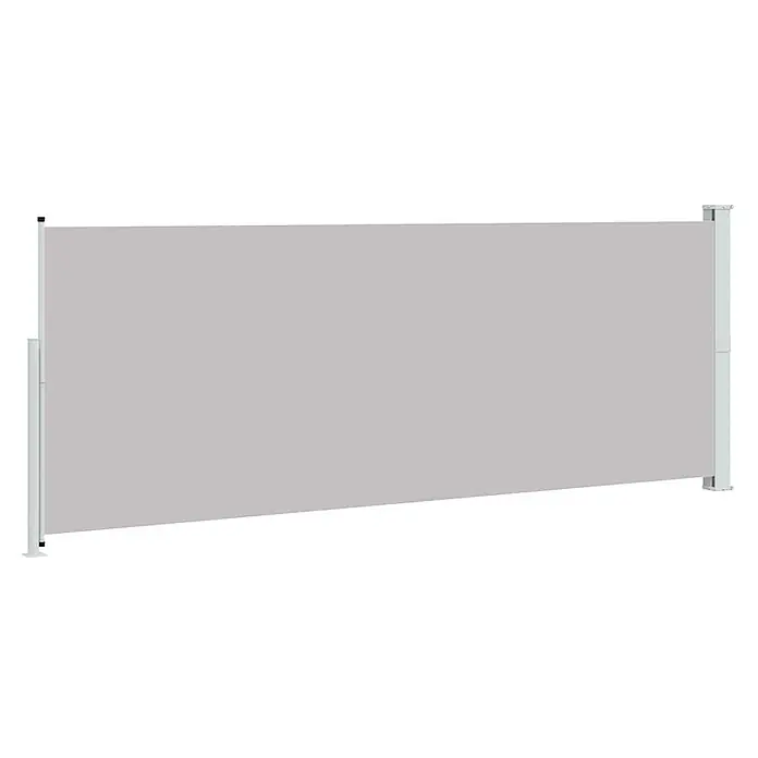vidaXL Seitenmarkise Grau 500 x 180 cm Stoff -  - Graue, ausziehbare Seitenmarkise mit hellgrauen Metallpfosten, ausgezogen für Sicht- oder Windschutz.
