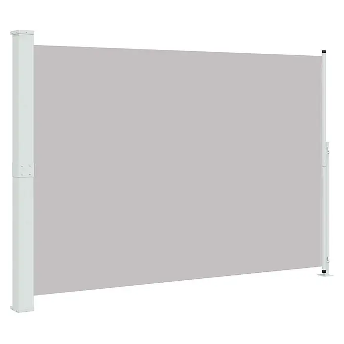 vidaXL Seitenmarkise Grau 300 x 200 cm Stoff -  - Graue ausziehbare Seitenmarkise mit weißem Rahmen für Sichtschutz.
