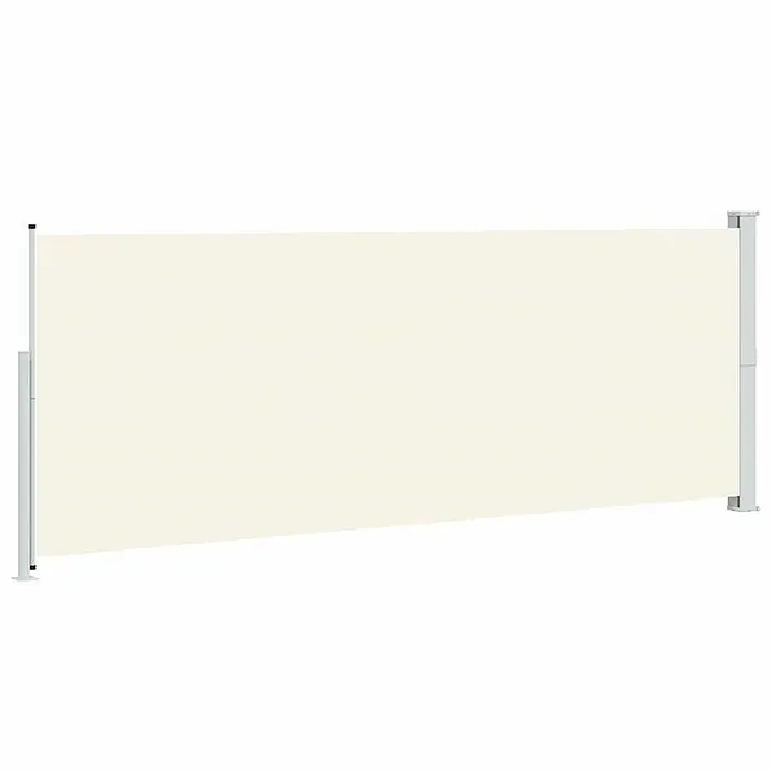 VidaXL Klemmmarkise - Crème, Breite: 5 m, Ausfall: 5 m - Ausziehbare cremefarbene Seitenmarkise mit grauen Pfosten.