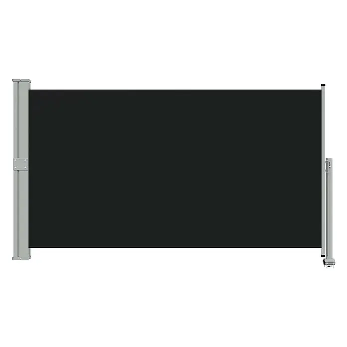 vidaXL Seitenmarkise Schwarz 300 x 300 x 140 cm Stoff -  - Dunkelgraue ausziehbare Seitenmarkise mit silbergrauem Rahmen.