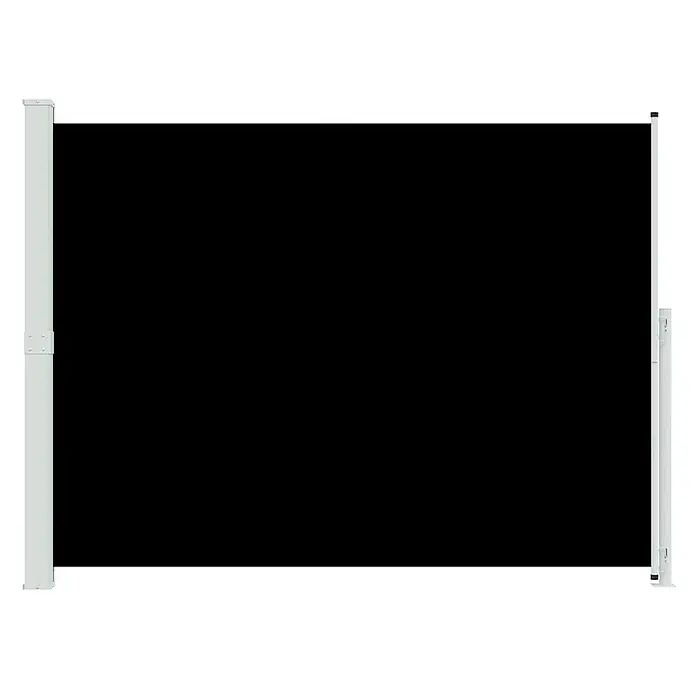 vidaXL Seitenmarkise Schwarz 300 x 220 cm Stoff -  - Schwarze ausziehbare Seitenmarkise, zwischen hellen Pfosten ausgefahren.