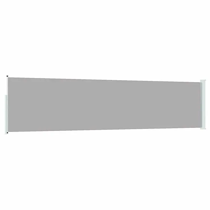 vidaXL Seitenmarkise Grau 500 x 120 cm Stoff -  - Grauer ausziehbarer Sichtschutz mit weißen Pfosten.