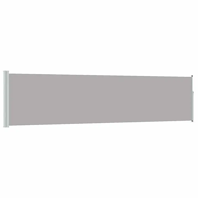 vidaXL Seitenmarkise Grau 500 x 120 cm Stoff -  - Grauer ausziehbarer Sichtschutz mit Metallrahmen, vollständig ausgefahren.
