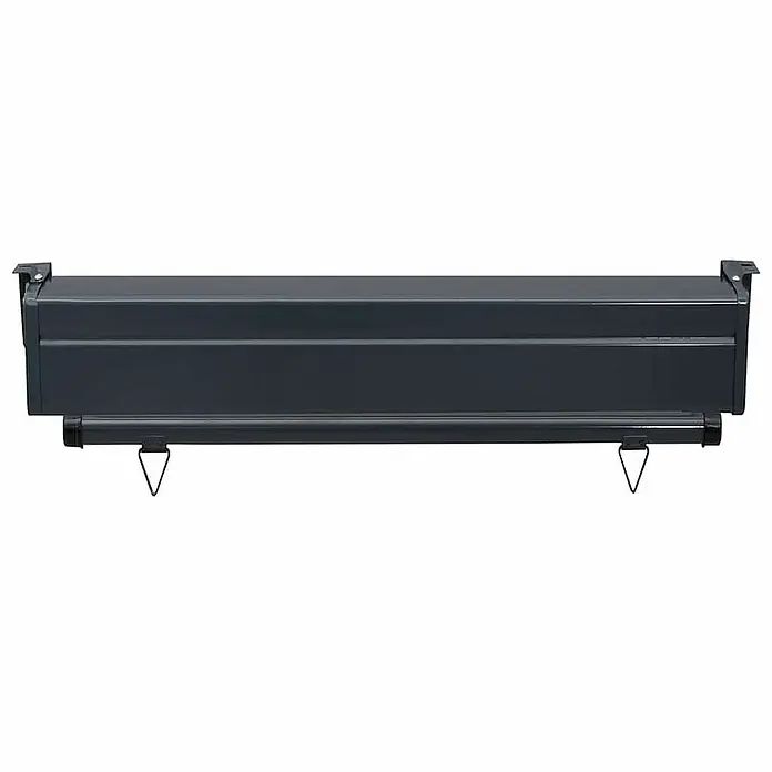 vidaXL Balkon Seitenmarkise Grau 250 x 80 x 70 cm Stoff -  - Dunkelgraue Markisenkassette mit integrierter Tuchstange und Montagehalterungen.