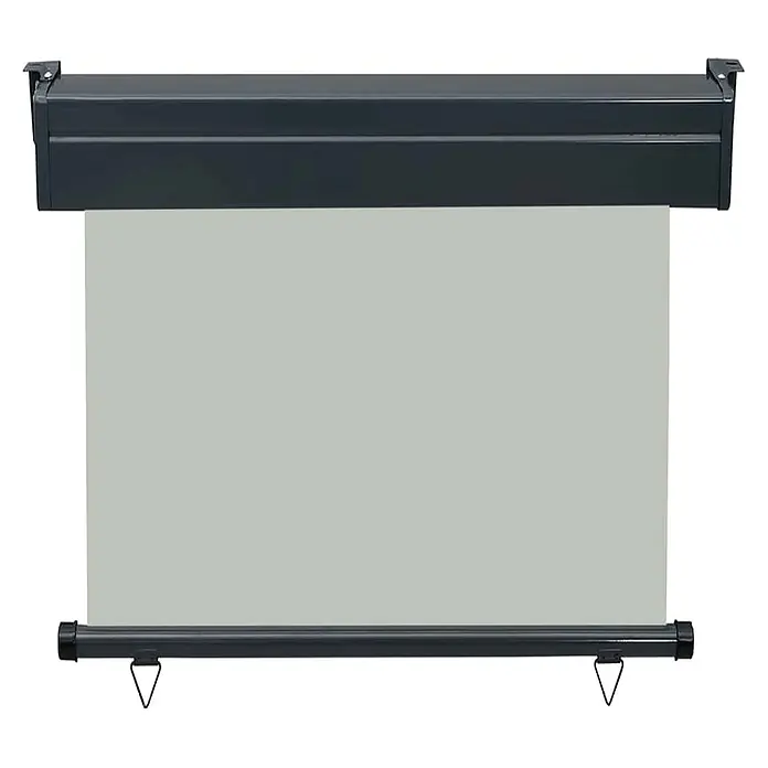 vidaXL Balkon Seitenmarkise Grau 250 x 80 x 70 cm Stoff -  - Dunkelgraues Rollscreen mit hellgrauem Stoff und dunkelgrauer Unterleiste, versehen mit dreieckigen Schlaufen.