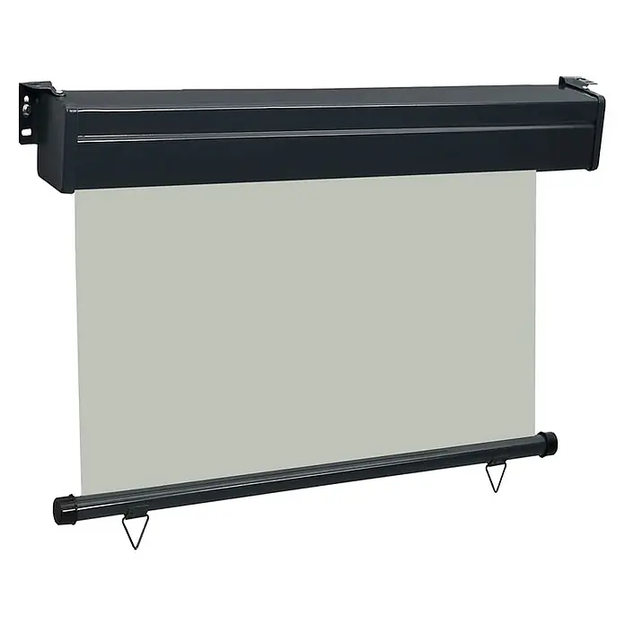 vidaXL Balkon Seitenmarkise Grau 250 x 80 x 70 cm Stoff -  - Dunkelgrauer ausziehbarer Outdoor-Sichtschutz mit hellgrauem Stoff für Sonne und Privatsphäre.