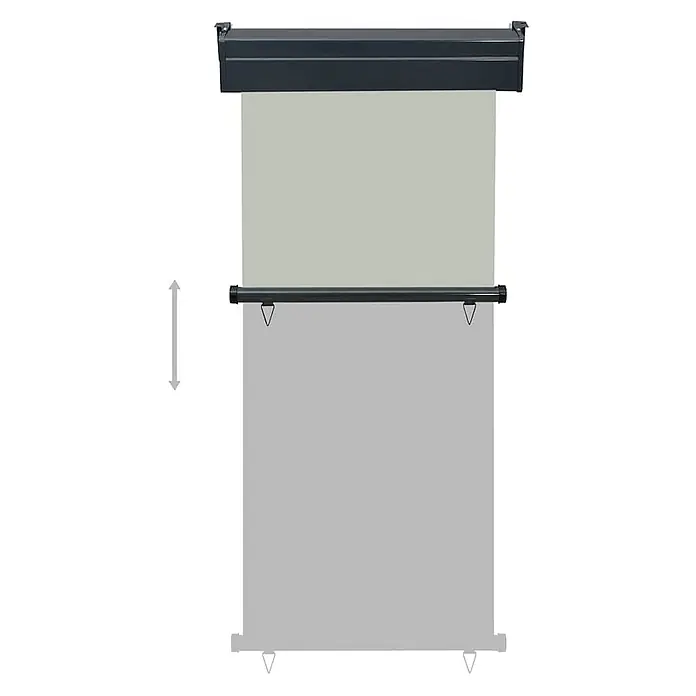 vidaXL Balkon Seitenmarkise Grau 250 x 80 x 70 cm Stoff -  - Dunkelgraues Rollo mit hellgrauem Stoff, teilweise ausgefahren und höhenverstellbar.