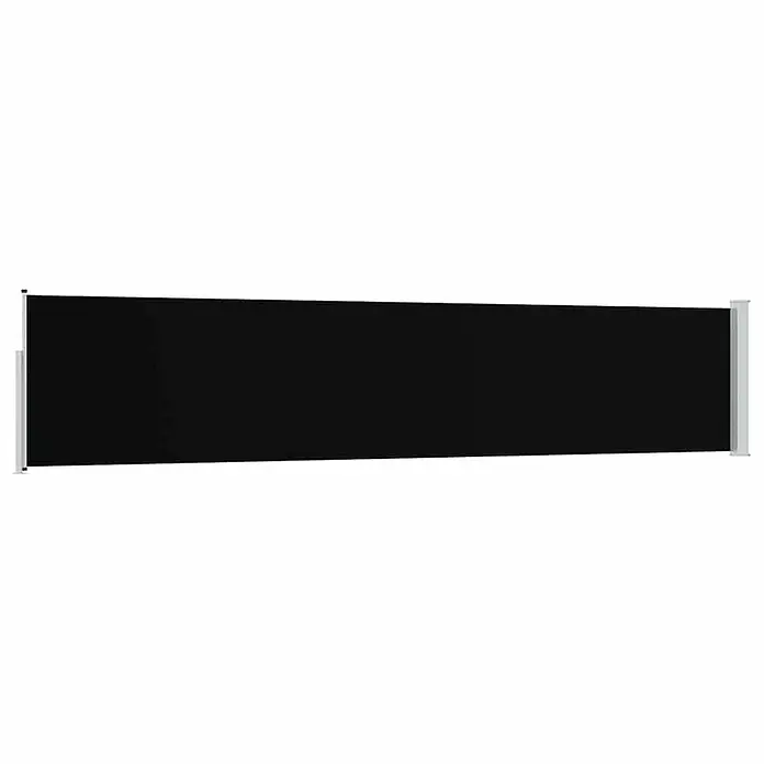 vidaXL Seitenmarkise Schwarz 500 x 500 x 100 cm Stoff -  - Schwarze ausziehbare Seitenmarkise mit silbernen Pfosten für Privatsphäre.