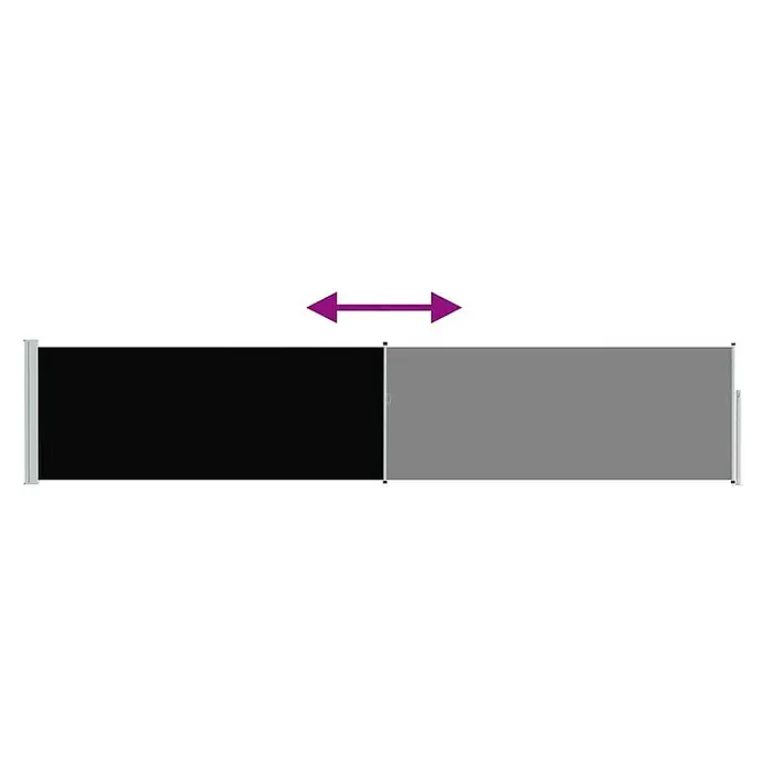 vidaXL Seitenmarkise Schwarz 500 x 500 x 100 cm Stoff -  - Ausziehbare Seitenmarkise mit schwarzen und grauen Stoffbahnen und silbernen Pfosten.
