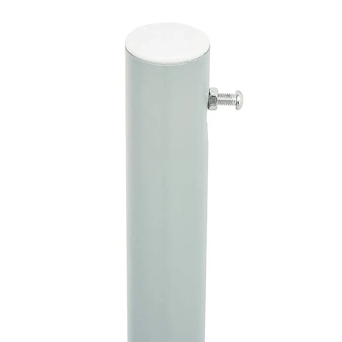 vidaXL Seitenmarkise Grau 600 x 180 cm Stoff -  - Hellgraue Metallstange mit weißer Kunststoffkappe und seitlich herausragender Schraube mit Mutter.