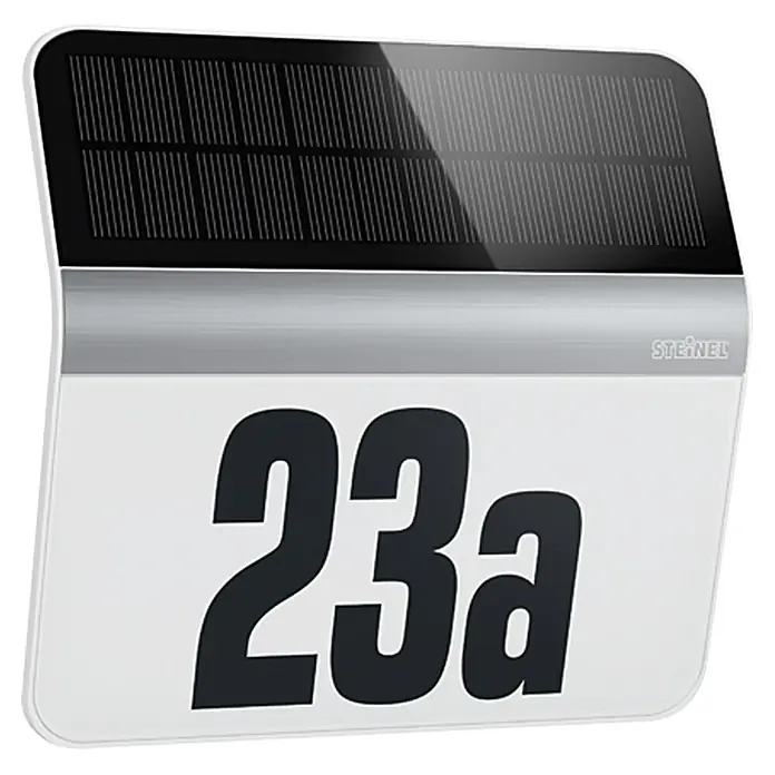 Steinel XSolar Solar-Hausnummer LH-N Edelstahl - IP44, Edelstahl - Diagonale Ansicht