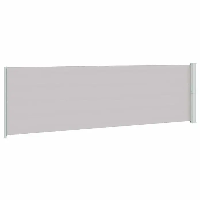 vidaXL Seitenmarkise Grau 600 x 180 cm Stoff -  - Hellgraue ausziehbare Seitenmarkise mit weißen Pfosten, ideal für Sicht- und Windschutz.