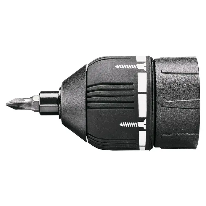 Bosch IXO Drehmomentaufsatz - ¼″ Sechskant - Detailaufnahme eines Schraubendrehers mit Bit-Einsatz, der für präzise Schraubarbeiten konzipiert ist. Das ergonomische Design sorgt für Komfort.